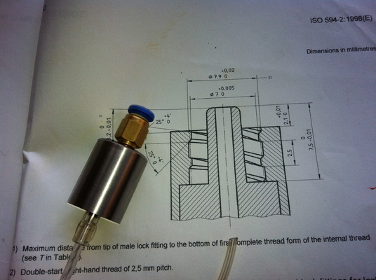 Conector masculino para testar, conectores fêmeas do deslizamento de Luer da referência de Luer para o calibre escapamento/iso80369 calibres/iso594