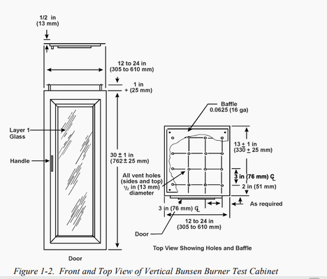 Teste FAA-vertical do queimador de Bunsen para a câmara do teste da inflamabilidade dos materiais do compartimento da cabine e de carga