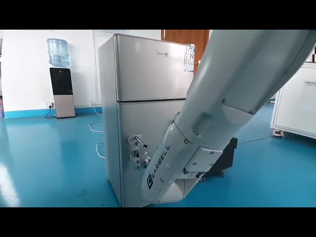 vídeos da empresa sobre Robotic arm for refrigerator door durability test - continuously open and close